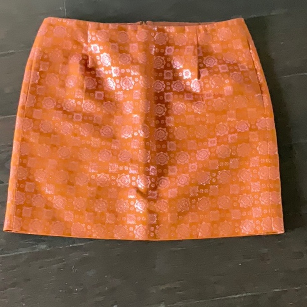 J. Crew Orange Sequin Pencil Skirt Mini Length